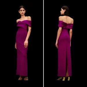 NWT Solace London Rhea Off Shoulder Maxi Dress Purple